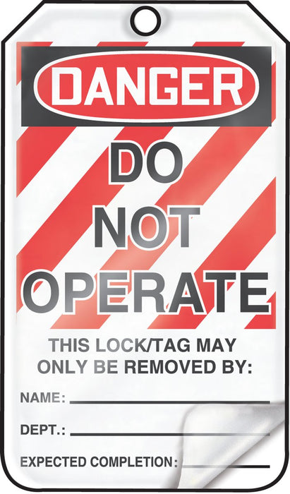Accuform MLT400LTP HS-Laminate Lockout Tag, "Danger DO NOT Operate", 5.75" Length x 3.25" Width x 0.024" Thickness (Pack of 25)