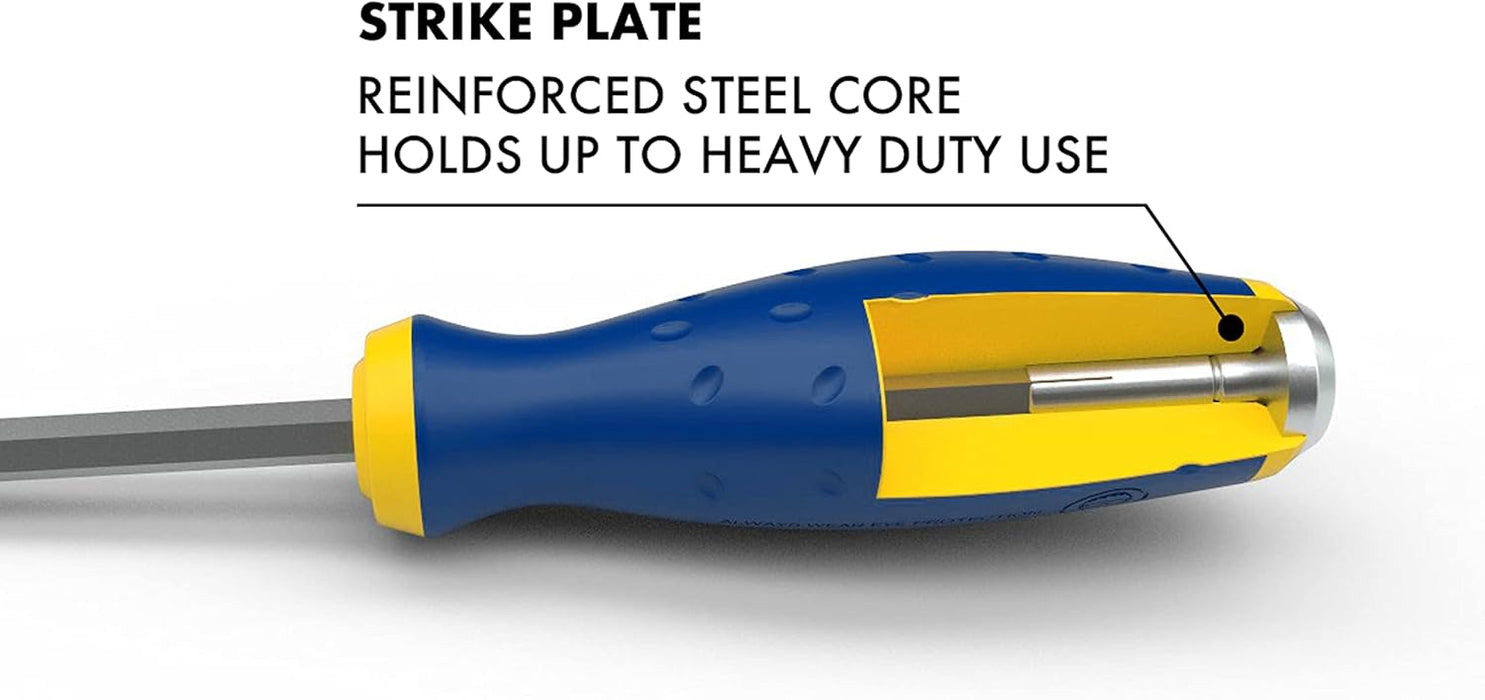 Estwing 42449-02 5/16-Inch x 6-Inch Slotted Heavy Duty Hex Shaft Demolition Screwdriver with Magnetic Tip, Ergonomic Grip TPR Rubber Handle