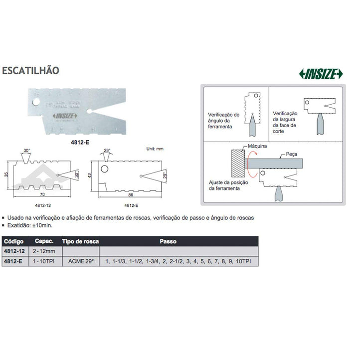 INSIZE 4812-12 Thread Gage, 2 mm-12 mm