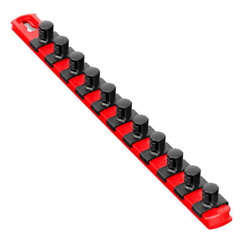 Ernst Manufacturing 13-Inch Magnetic Socket Organizer with 11 1/2-Inch Twist Lock Clips, Red - 8416M-Red-1/2 13-Inch 1/2-Inch Twist Clips Red