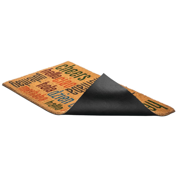 Notrax | C12S1830HW | Notrax Multi-Lingual Hello, Vinyl-Backed Natural Coir Doormat, Entry Mat for Indoor or Outdoor Use, 18"x30", C12 (C12S1830HW)