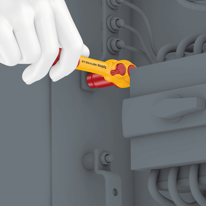 Wera Tools 17 Piece 8100 SB VDE 1 Zyklop Ratchet Set, Insulated, Switch Lever, 3/8" Drive, Metric - 05004970001