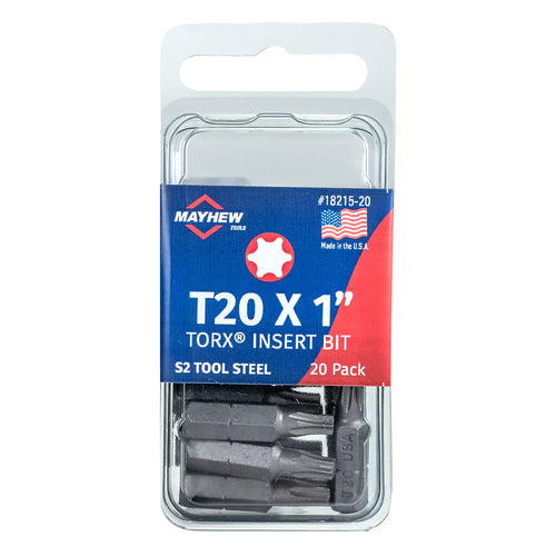 Mayhew Tools 18215-20 USA Torx Insert Bit, T20 x 1" (Pack of 20)