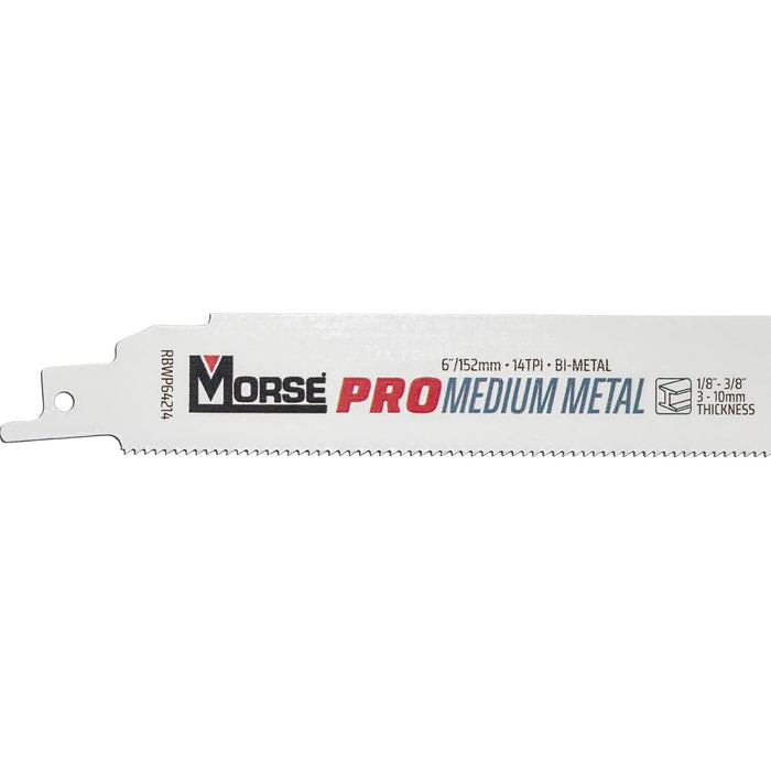 Morse Bi-Metal Pro Medium Metal Reciprocating Saw Blade 6" x 1" x .42" 14 TPI (Pack of 25)
