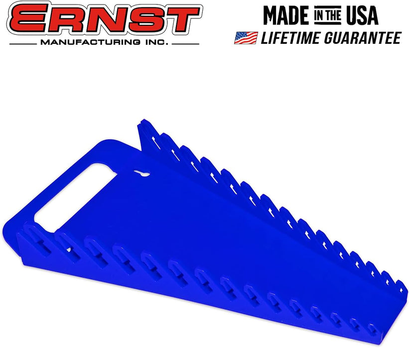 Ernst Manufacturing 5055 15-Wrench Gripper Portable Wrench Organizer - Versatile, One-Handed Access, Fits 1/4" to 1 1/8" & 6-20 mm, Blue