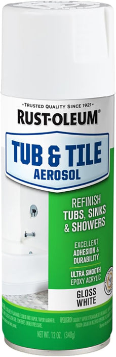 Rust-Oleum 280882 Tub & Tile Spray Paint, 12 oz, Gloss White (Pack of 1)