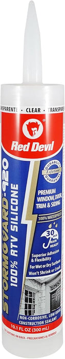 Red Devil 0787 StormGuard-920 100% RTV Silicone Window and Door Sealant, Clear, 10.1 oz. (Pack of 1)