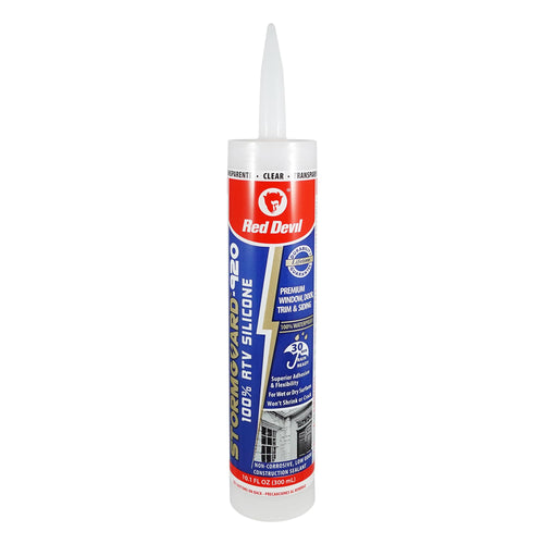 Red Devil 0787 StormGuard-920 100% RTV Silicone Window and Door Sealant, Clear, 10.1 oz. (Pack of 1)