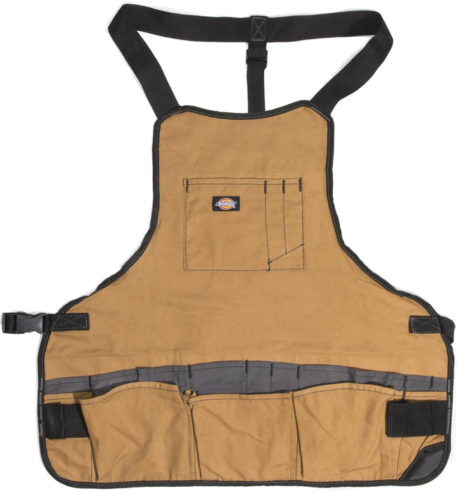 Dickies 57027 16-Pocket Workshop Bib Apron, Durable Canvas Construction, Reinforced Edges, Adjustable Belt, Grey/Tan
