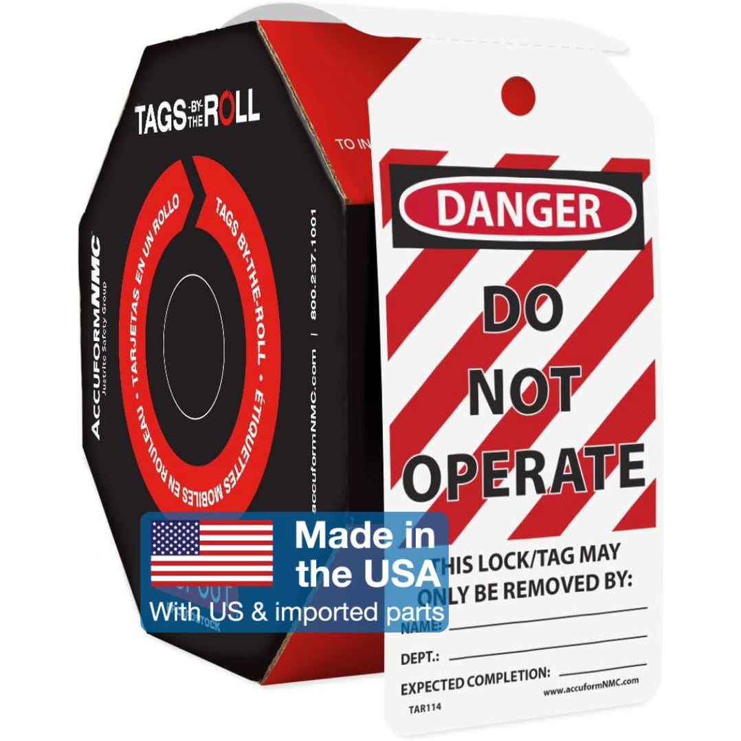 Accuform TAR114 Lockout Tags by-The-Roll, Danger Do Not Operate, US Ma ...