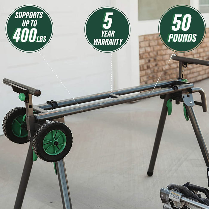 Metabo HPT Miter Saw Stand | Universal, Portable, Quick-release Mounting Brackets | Accepts up to a 12-inch Sliding Miter Saw | Supports up to 400 lbs | UU240F