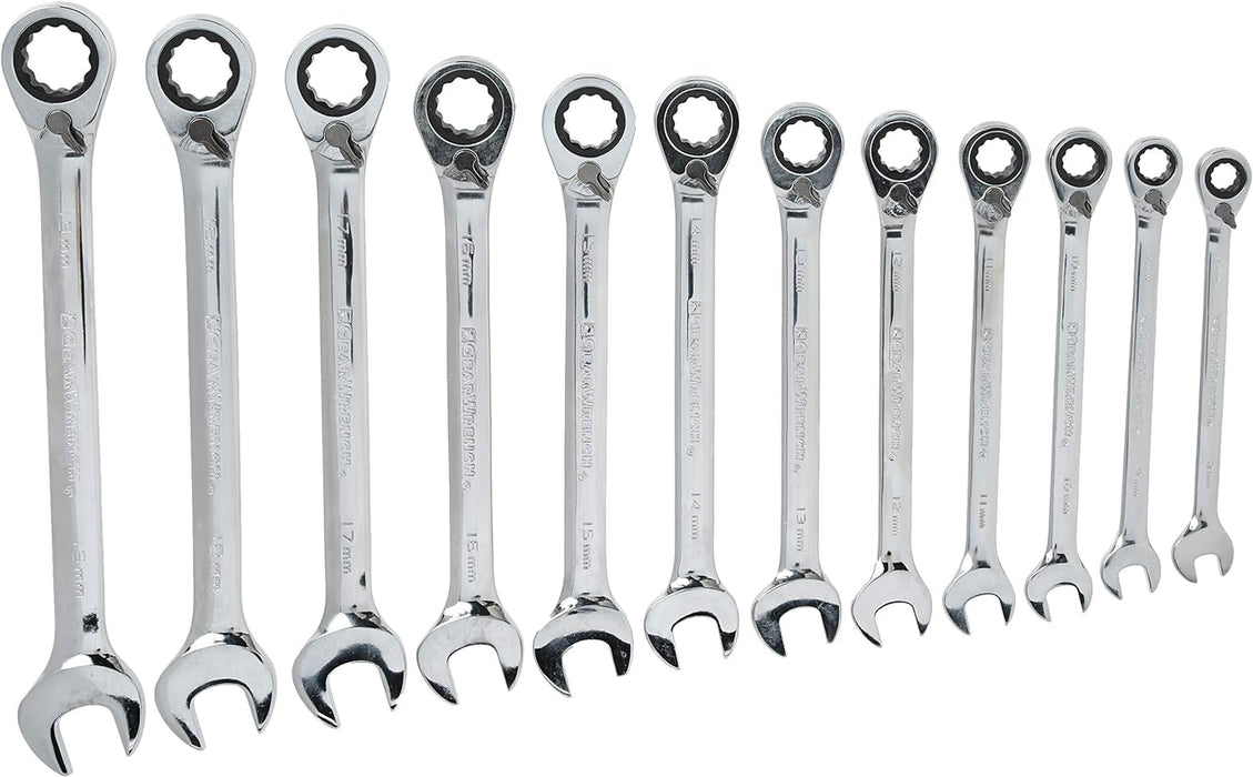 GEARWRENCH 9620N 12 Piece Reversible Ratcheting Combination Wrench Set, Metric, 12 Point