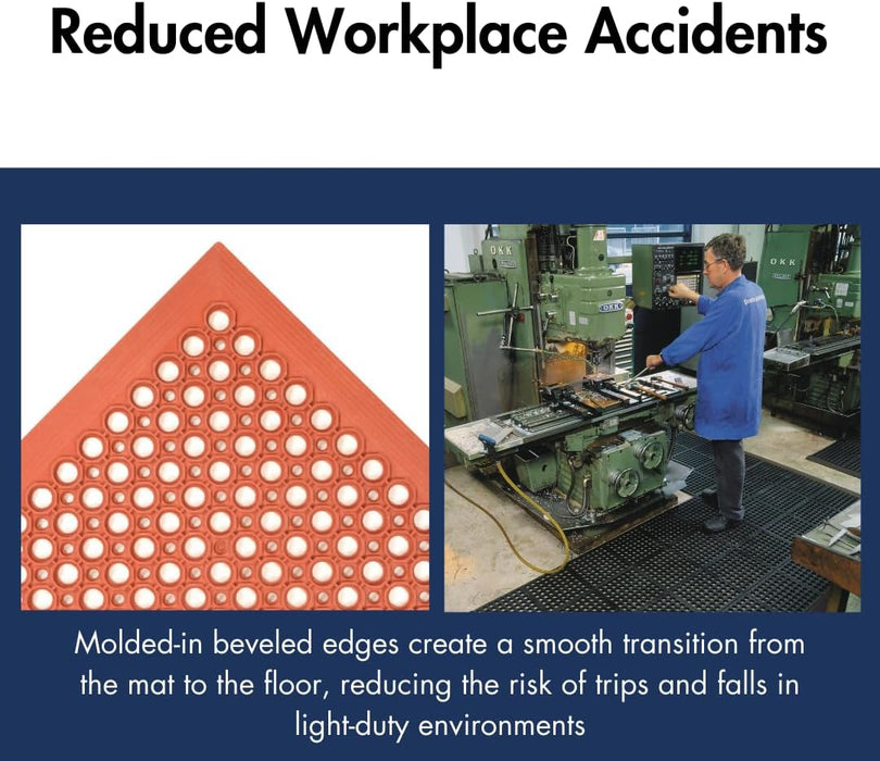 NoTrax 3' x 10' Anti-Fatigue Lightweight Restaurant Rubber Floor Mat with Drainage Holes, Beveled Edges, Non-Slip Mats, Black, T30 Competitor, T30S0310BL