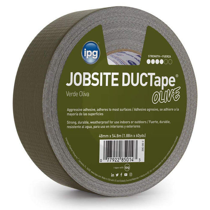 IPG (20C-0D2) JobSite DUCTape, Colored Duct Tape, 1.88" x 60 yd, Olive Drab (Single Roll)
