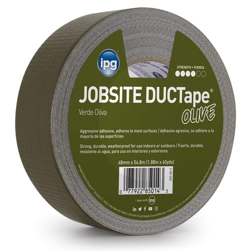 IPG (20C-0D2) JobSite DUCTape, Colored Duct Tape, 1.88" x 60 yd, Olive Drab (Single Roll)