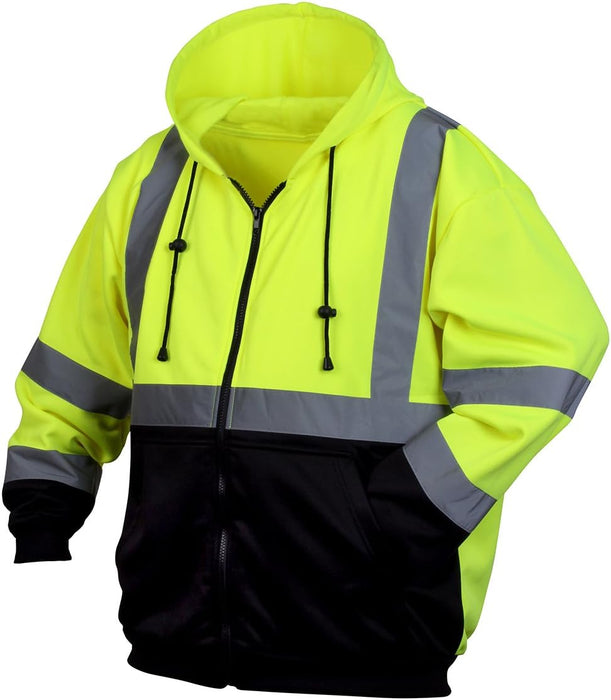 Pyramex RSZH32 Series Sweatshirts Hi Vis Lime Zipper Sweatshirt with Black Bottom