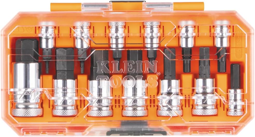 Klein Tools 65213HEX Knurled Hex Bit Socket Set, SAE, 13-Piece