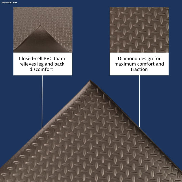 Notrax 419 Diamond Sof-Tred with Dyna-Shield 2' x 60' x 1/2" Anti Fatigue Mat, Slip Resistant Diamond Textured Surface, Ideal for Industrial and Commercial Workplaces, Black, 419R0024BL Black 2'W x 60'L Diamond Textured Surface