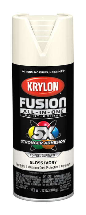Krylon Fusion All-In-One Adhesive Spray Paint for Indoor/Outdoor Use, Gloss Ivory, 12 Ounce (Pack of 1)