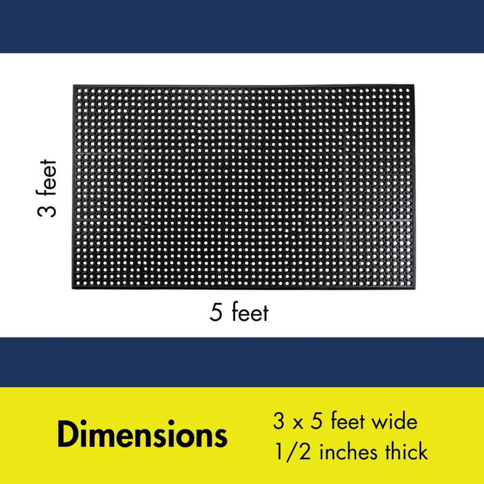 NoTrax 3' x 5' Anti-Fatigue Lightweight Restaurant Rubber Floor Mat with Drainage Holes, Beveled Edges, Non-Slip Mats, Red, T30 Competitor, T30S0035RD