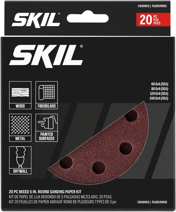 SKIL 20-Piece Mixed 5 In. Round Sanding Paper Kit