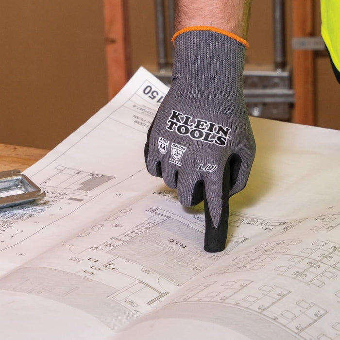 Klein Tools 60590 Knit Dipped Gloves, Cut Level A4, Touchscreen, X-Large, 2-Pair