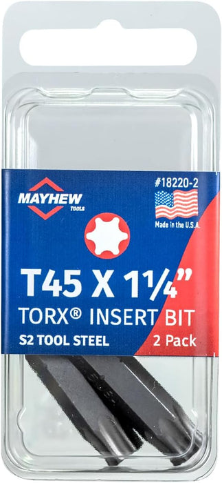 Mayhew Tools 18220-2 Torx Insert Bit, T45 x 1.25" (Pack of 2)