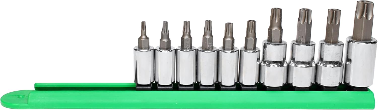 Mayhew Tools 16014 Tamperproof Torx Socket Bit Set, Chrome Plated, 10-Piece