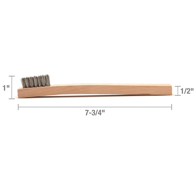 Steelman 42563 Stainless Steel 1200-Bristle Count Wire Brush for Mechanics and Painters, Removes Rust and Paint from Metals, Wood Handle (Pack of 10)