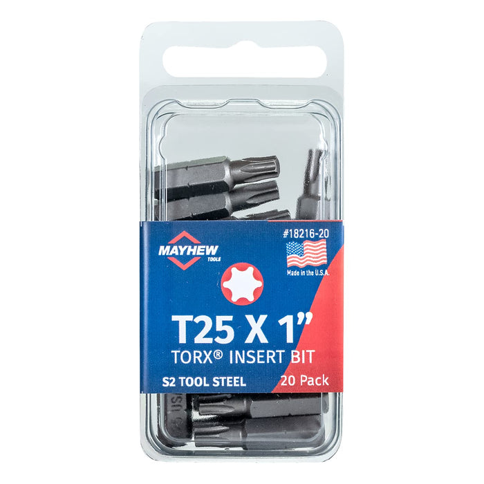 Mayhew Tools 18216-20 USA Torx Insert Bit, T25 x 1" (Pack of 20)