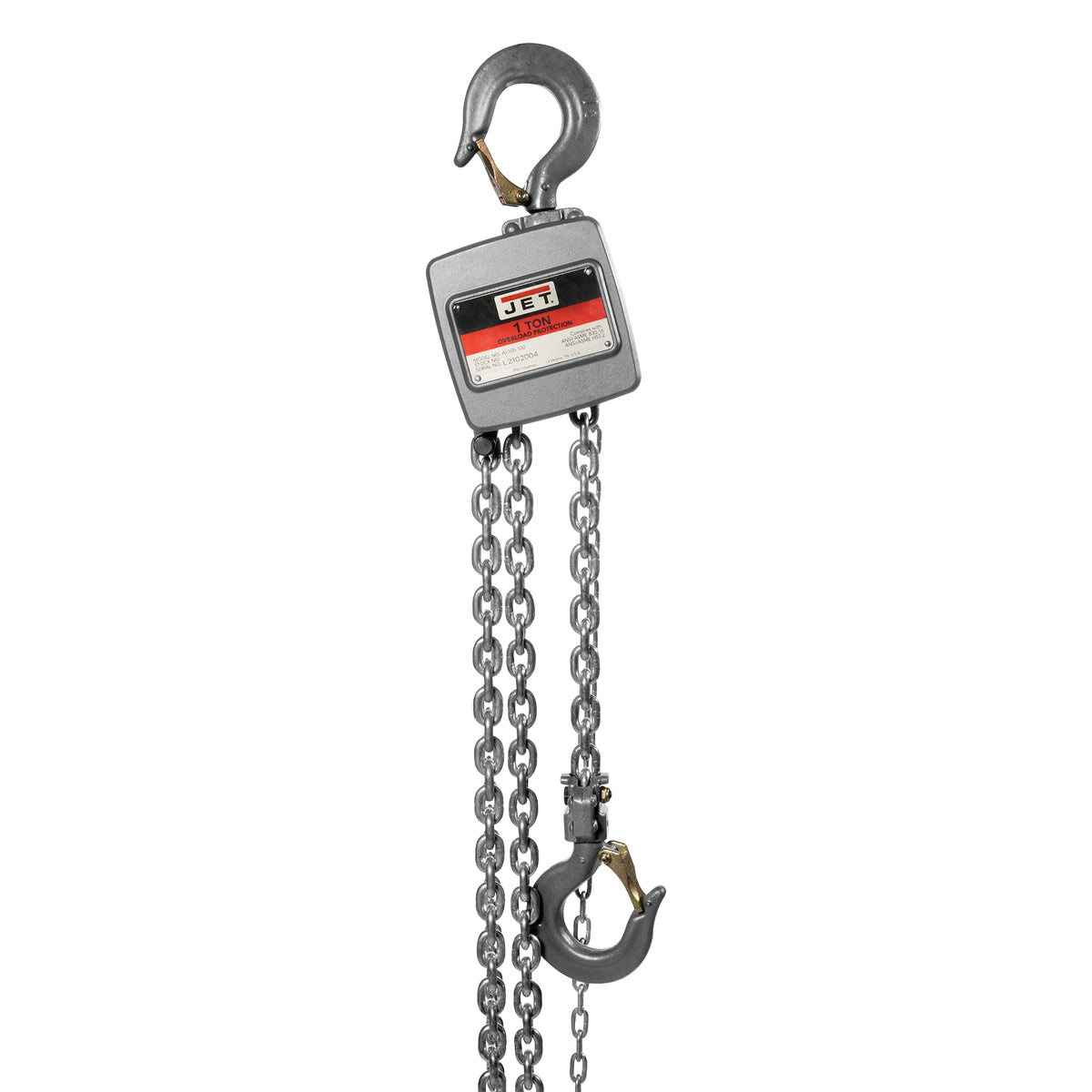 JET 1-Ton Aluminum Hand Chain Hoist, 20' Lift (AL100-100-20 ...