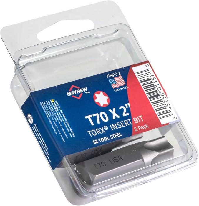 Mayhew Tools 18810-2 Torx Insert Bit, T70 x 2", 2-Pack