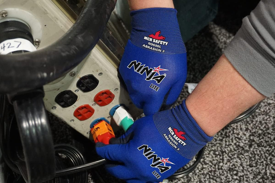 MCR Safety (N9696) Memphis Blue Ninja Lite Gloves, 18 Gauge, Size Large (12 Pair)