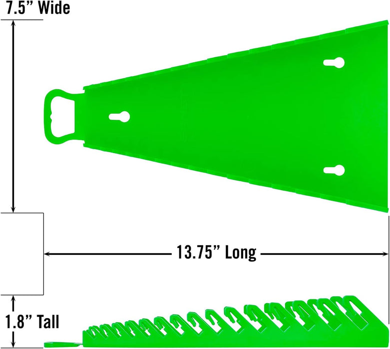 Ernst Manufacturing 5156 15-Wrench Reverse Gripper Portable Wrench Organizer - Durable Flexible Grip, Easy Wrench Removal, Fits 1/4" to 1 1/8" & 6-20 mm, Green