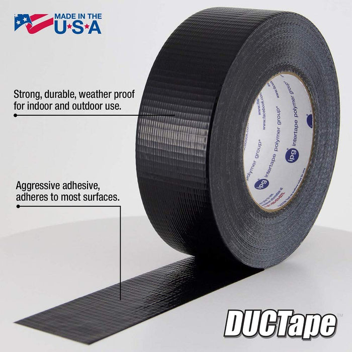 IPG (20C-BK-2) JobSite DUCTape, Colored Duct Tape, 1.88" x 60 yd, Black (Single Roll)