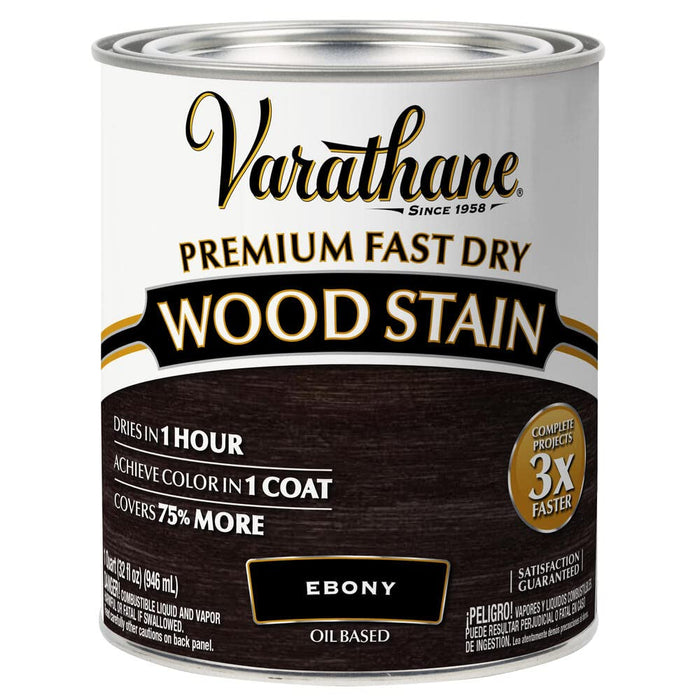 Varathane 269395 Premium Fast Dry Wood Stain, Quart, Ebony Quart Ebony