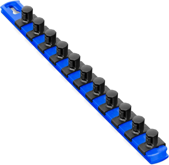 Ernst Manufacturing - 8419-Blue-1/2 13-Inch Socket Organizer with 11 1/2-Inch Twist Lock Clips, Blue 13-Inch 1/2-Inch Twist Clips Blue