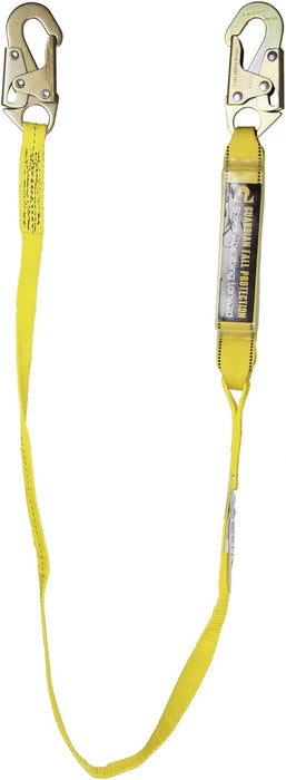 Guardian Fall Protection 01220 6-Foot Single Leg Shock Absorbing Lanyard 6 ft Single Leg/Steel Snap Hook