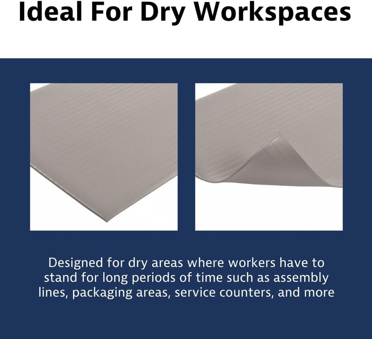 Notrax 410 Airug 3' x 60' x 3/8" Anti Fatigue Mat, Enhanced Slip Resistance with Beveled Edges and Ribbed Surface, Ideal for Industrial and Commercial Workplaces, Gray, 410R0336GY Ribbed Surface 3' x 60' x 3/8" Grey