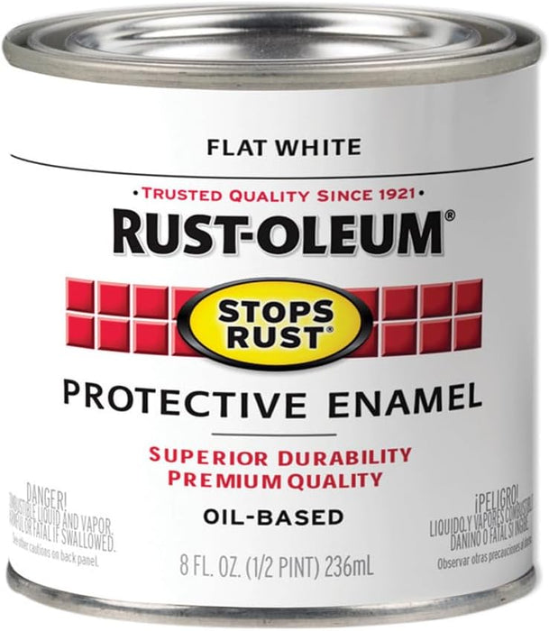 Rust-Oleum 7790730 Stops Rust Brush On Paint, Half Pint, Flat White, 8 Fl Oz (Pack of 6)