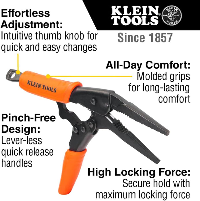 Klein Tools 38612 Long Nose Locking Pliers, 9-Inch