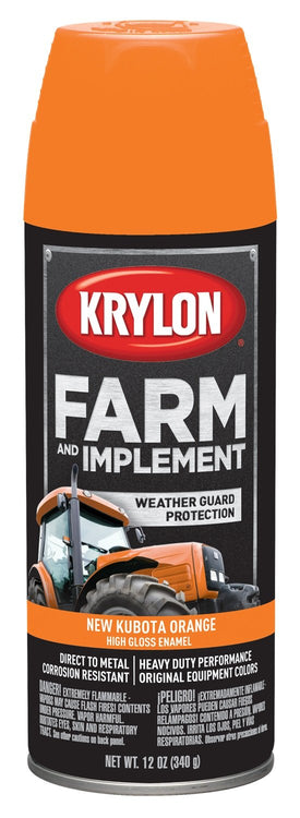 Krylon K01954008 Farm & Implement Spray Paint, High Gloss, New Kubota Orange, 12 Ounce (Pack of 1)
