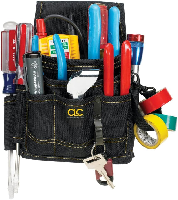 Custom Leathercraft CLC 1503 Small Electrical Maintenance Pouch , Black , 9 POCKET