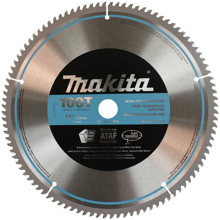 MAKITA 12" X 1" 100T MICRO POLISHED MITER SAW BLADE, A-93734 , Silver