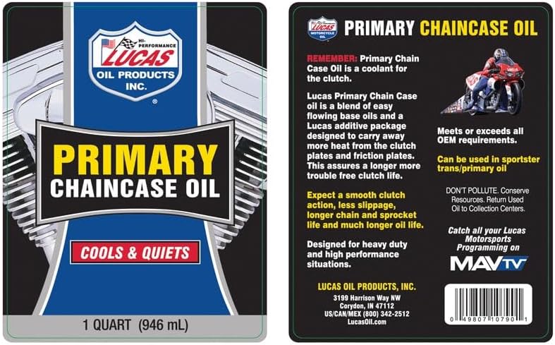 Lucas Oil 10790 Primary Chaincase Oil, 1 Quart (Pack of 6)