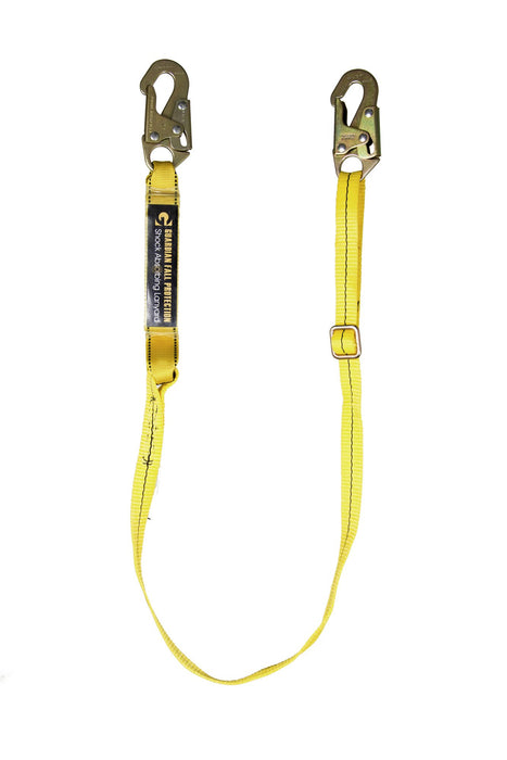 Guardian Fall Protection 01285 SSAWL4-6 Shock Absorbing Adjustable Lanyard from 4-Feet to 6-Feet 4' to 6' Adjustable Single Leg/Steel Snap Hook End