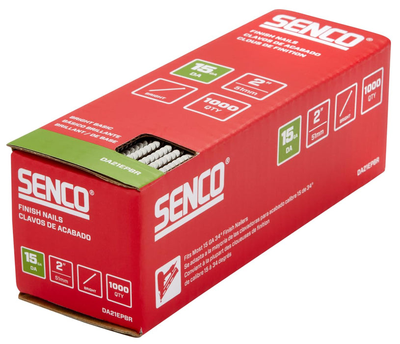 SENCO DA21EPBR 2" 15 Gauge Angled Finish Nails, Bright Finish 1,000 Count Pack