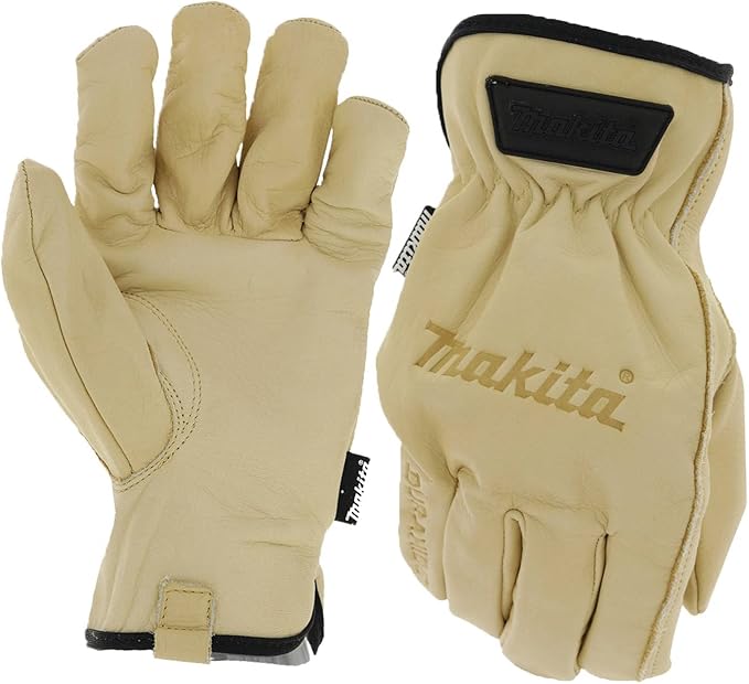 Makita 100% (T-04195) Genuine Leather Cow Driver Gloves (Large)