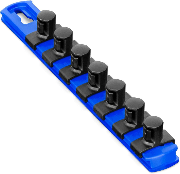 ERNST 8-Inch Socket Rail Organizer with 7 1/2-Inch Twist Lock Clips, Blue - 8409-Blue-1/2