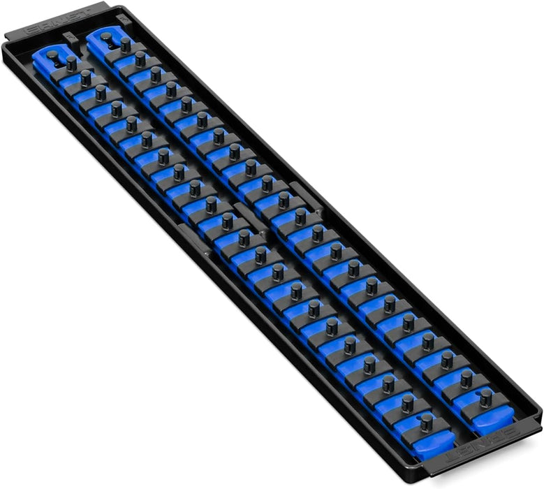 Ernst Manufacturing 19-Inch Socket Boss 2-Rail 1/4-Inch-Drive Socket Organizer, Blue (8455) - Made in USA 19-INCH 1/4" Blue